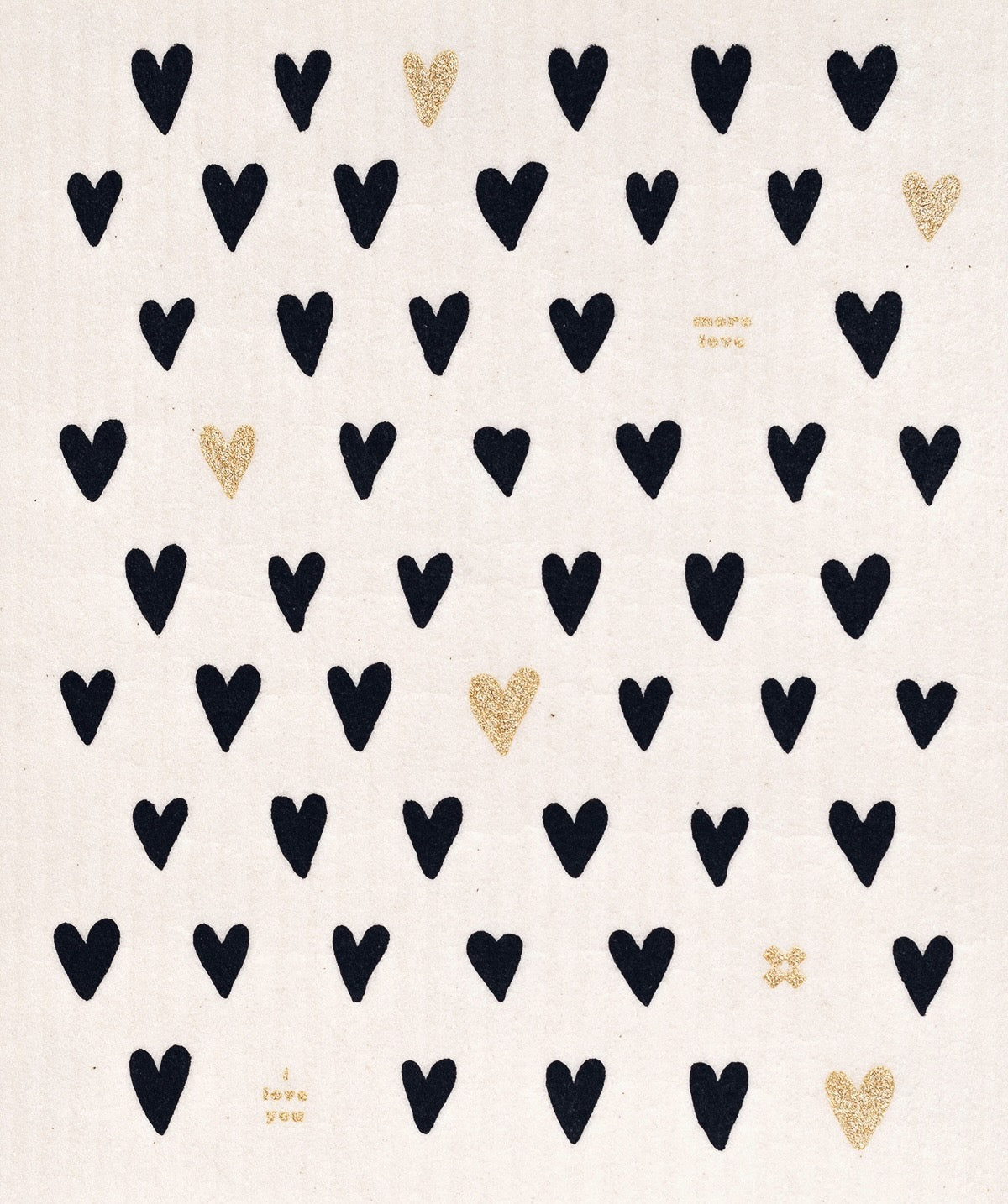 Ten and Co. Tiny Hearts Sponge Cloth in Gold and Black