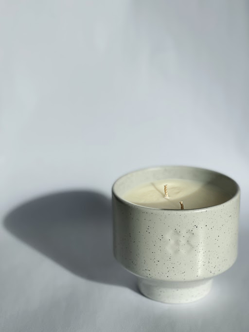 Ceramic White Speckle | Double Wick Soy Candle 9.5 oz